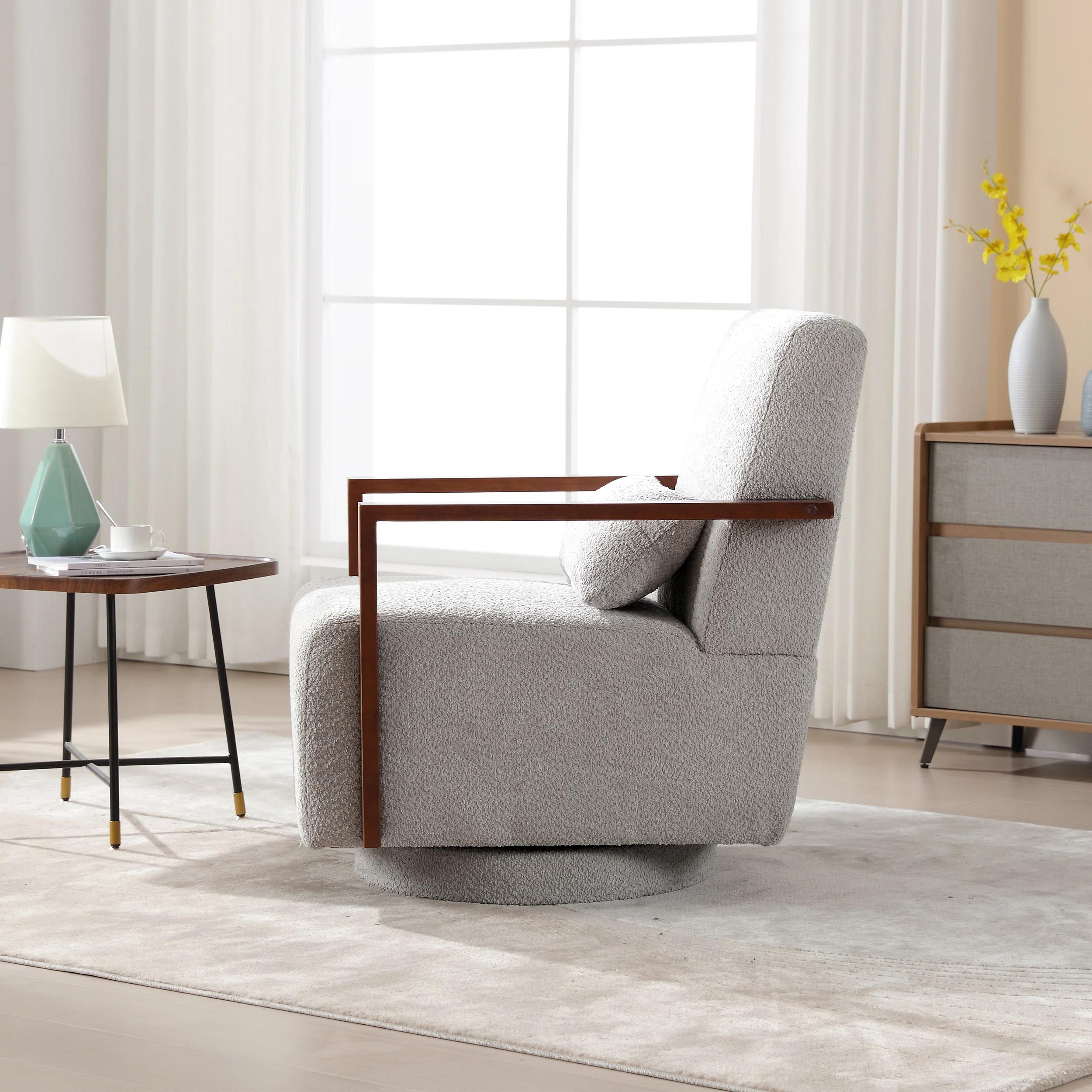 Ynes Upholstered Swivel Armchair thumbnail 4