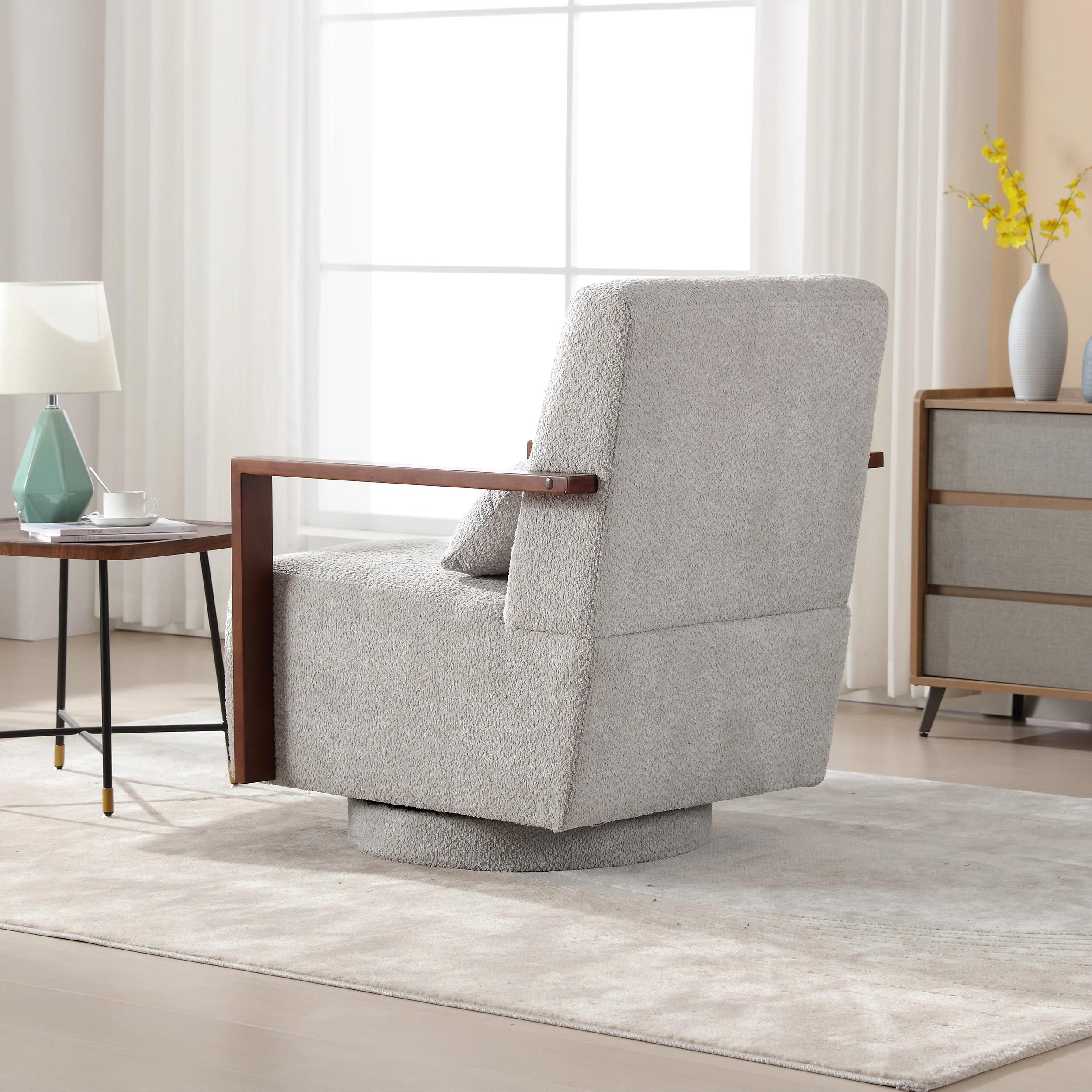 Ynes Upholstered Swivel Armchair thumbnail 6