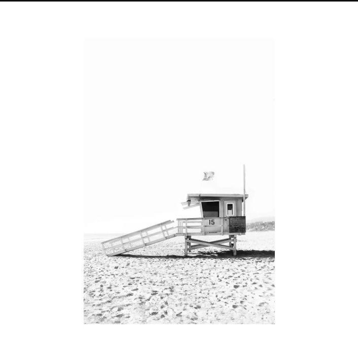 Lifeguard Hut In Black And White On Canvas thumbnail 2