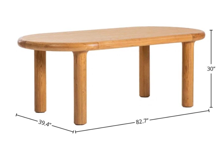 Eamon 83" Oval Solid Oak Dining Table thumbnail 4
