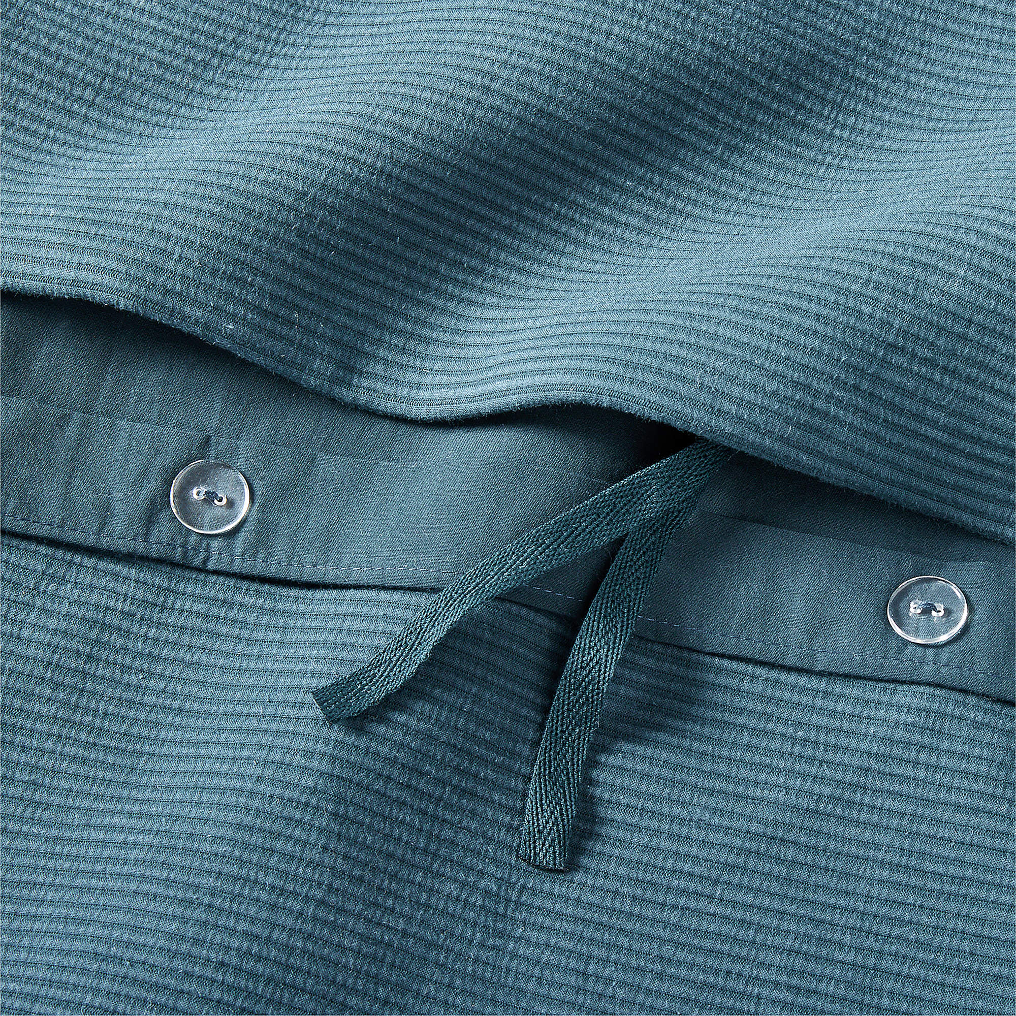 Valencea Organic Cotton Ribbed Dark Teal Duvet Cover-Queen thumbnail 2