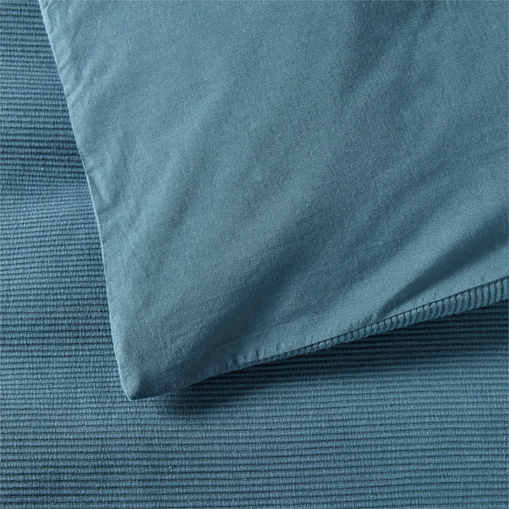 Valencea Organic Cotton Ribbed Dark Teal Duvet Cover-Queen thumbnail 3