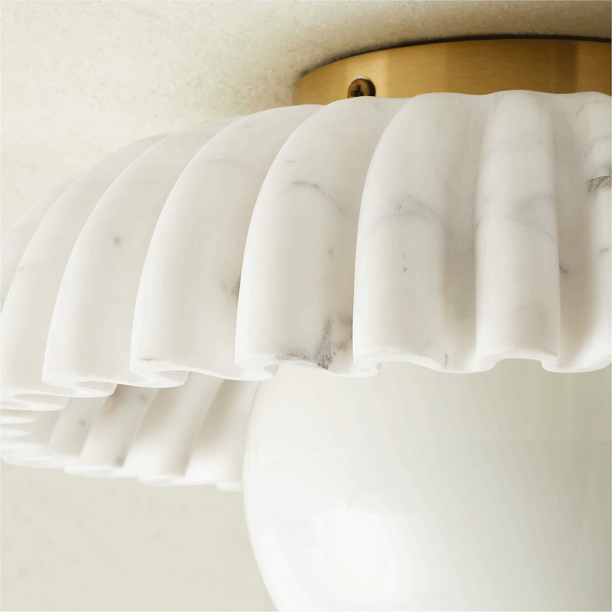 Ariel Fluted Marble Flush Mount Light thumbnail 2