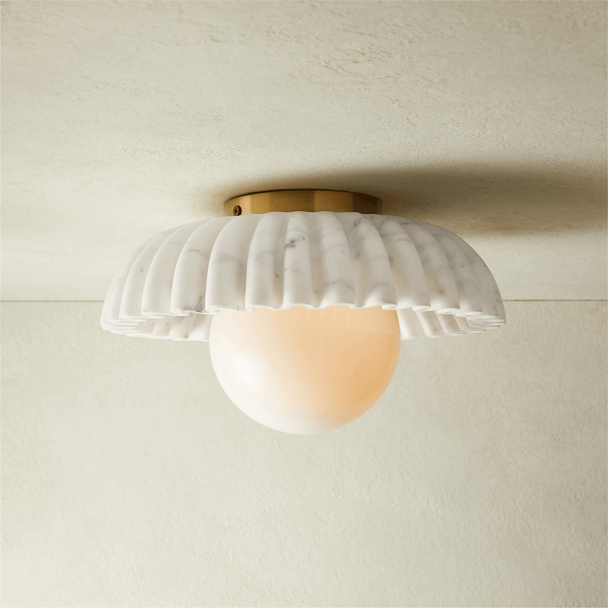 Ariel Fluted Marble Flush Mount Light thumbnail 3