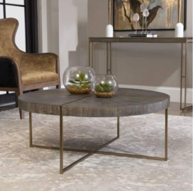 Uttermost Taja Washed Dark Walnut Round Coffee Table thumbnail 2