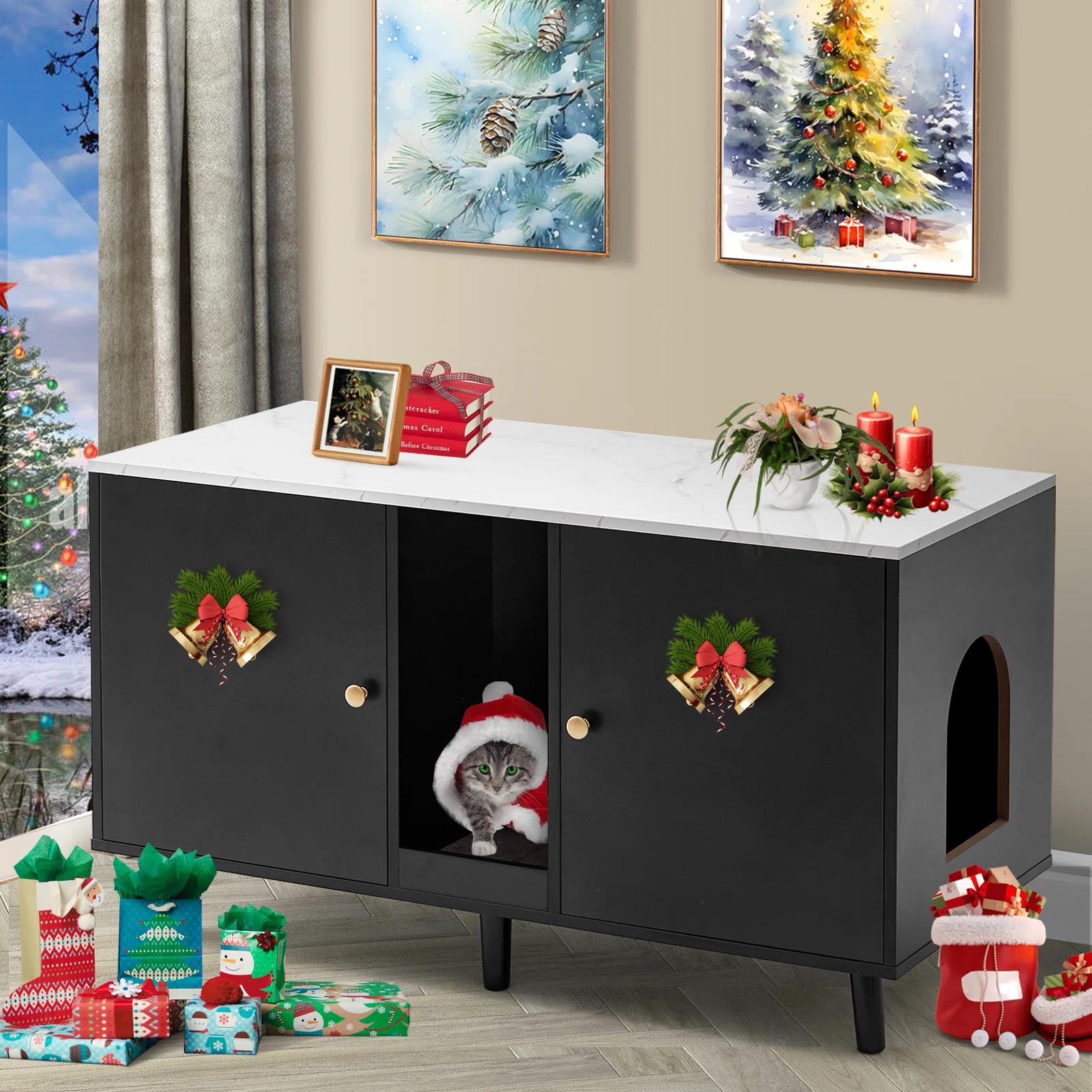 Cat Litter Box Enclosures With Cardboard Cat Cabinet thumbnail 3