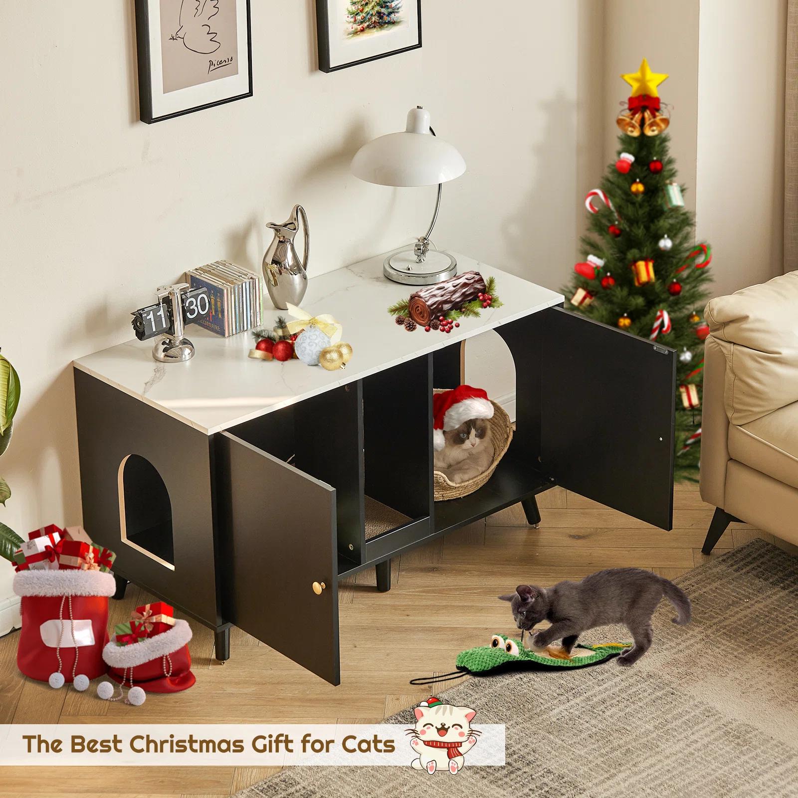Cat Litter Box Enclosures With Cardboard Cat Cabinet thumbnail 4