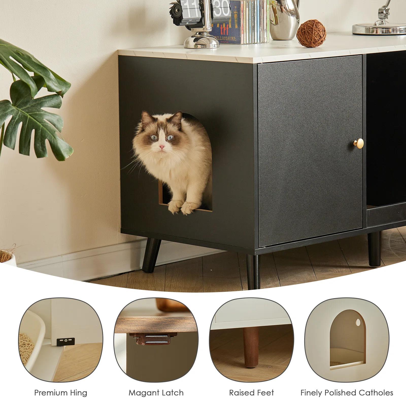 Cat Litter Box Enclosures With Cardboard Cat Cabinet thumbnail 5