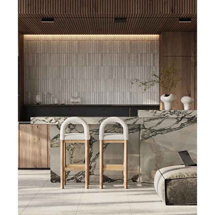 Heidi Solid Wood & Boucle Counter Stool thumbnail 3