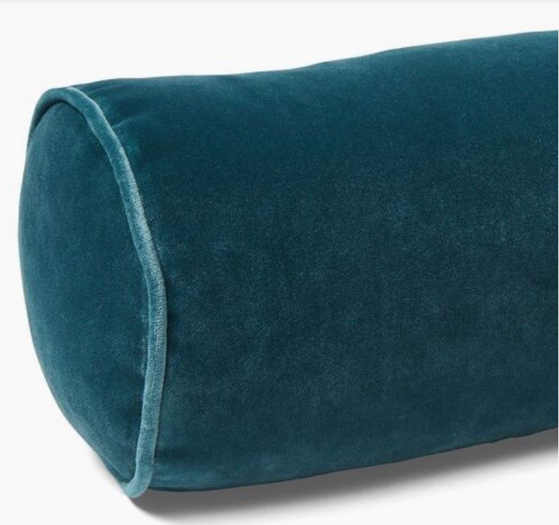 Anne Bolster Pillow, Teal Velvet thumbnail 2