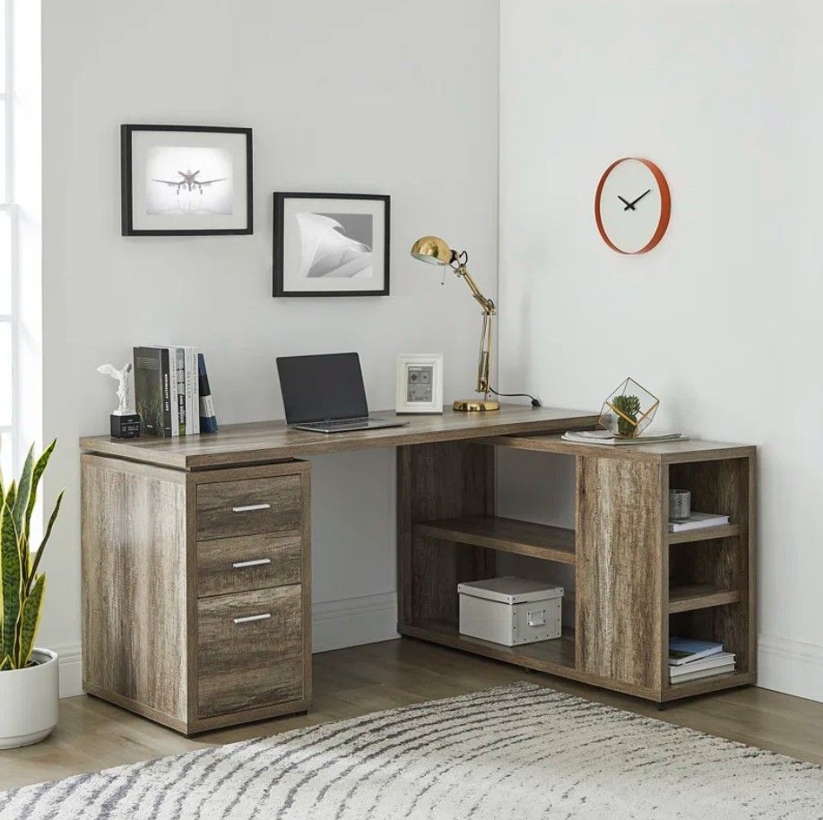 Lishia Corner L Shape with Storage Drawers Shelves thumbnail 3