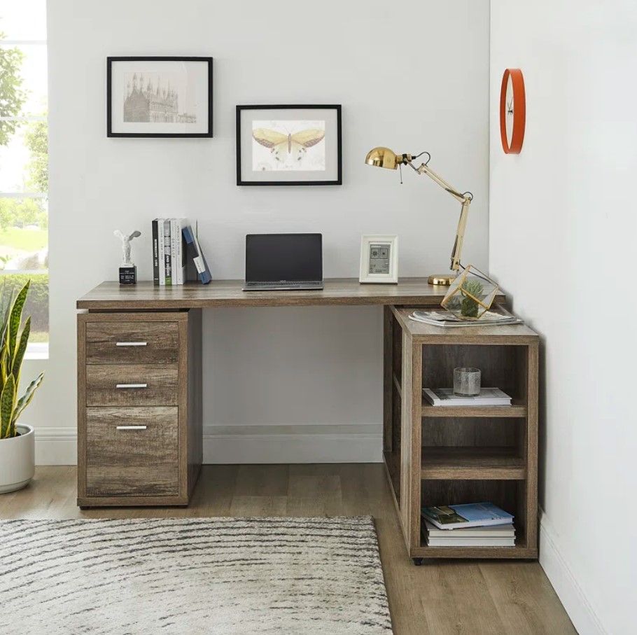 Lishia Corner L Shape with Storage Drawers Shelves thumbnail 5