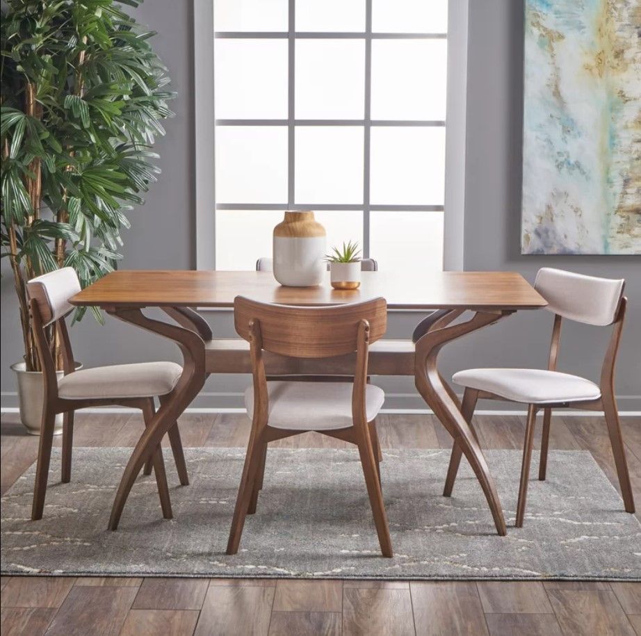Bryona 5 Piece Trestle Dining Set Table thumbnail 2