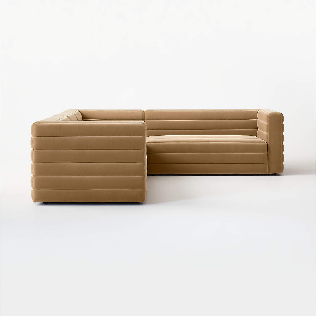 STRATO 4-PIECE L-SHAPED CAMEL BROWN VELVET SECTIONAL SOFA thumbnail 2