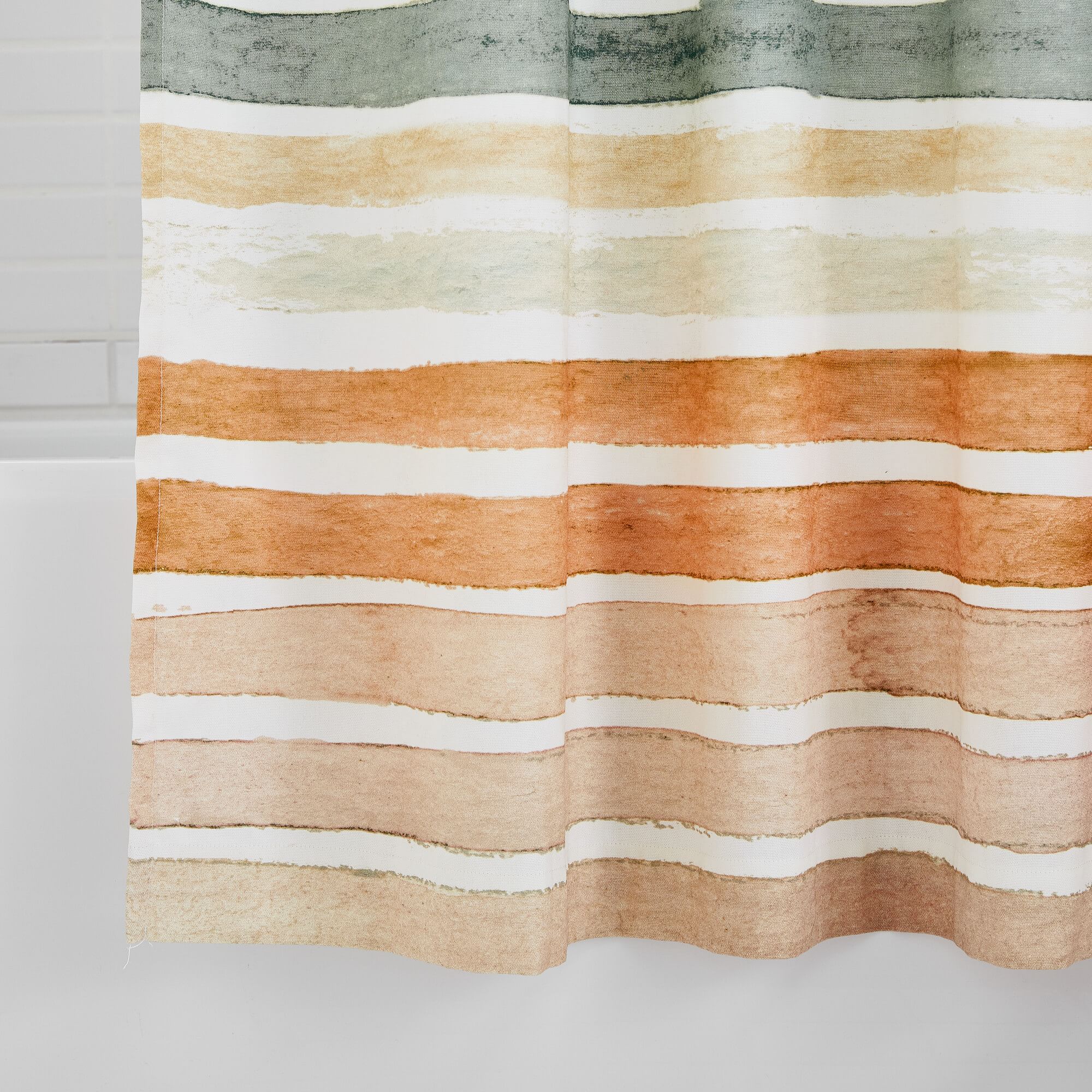 Watercolor Stripe Shower Curtain thumbnail 2