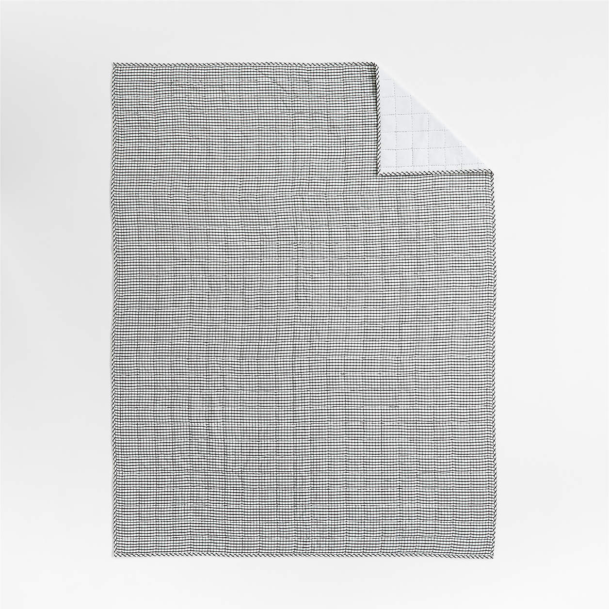 Kids Grey Windowpane Plaid Cotton Twin Quilt thumbnail 2