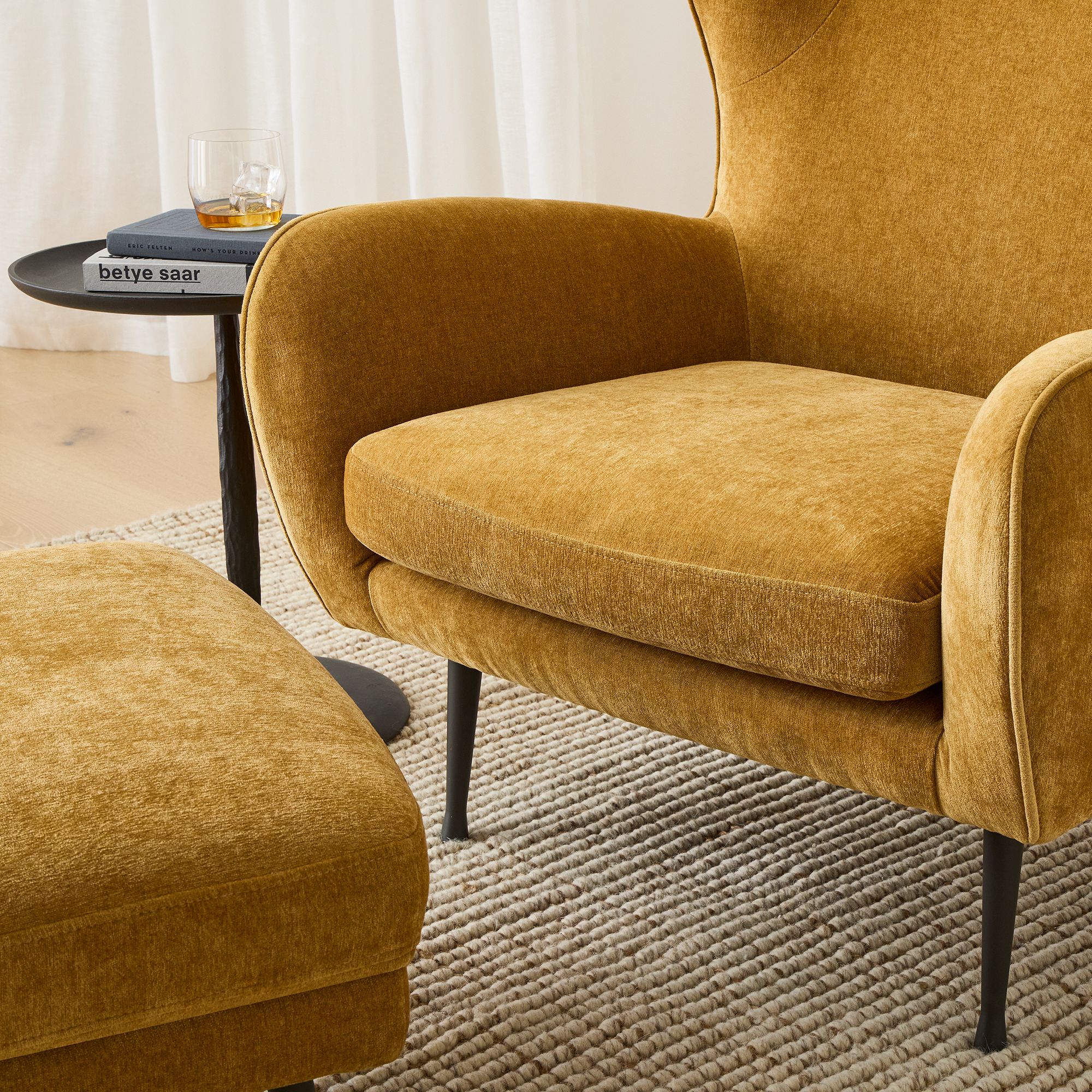 Lucia Wing Chair and Ottoman Set thumbnail 4