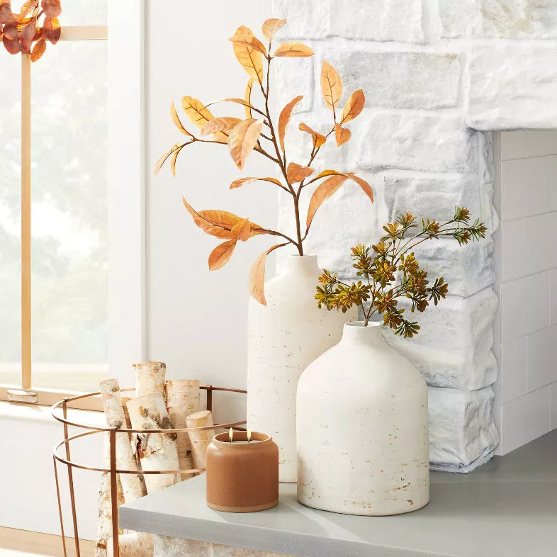 Distressed Ceramic Vase Natural White thumbnail 2