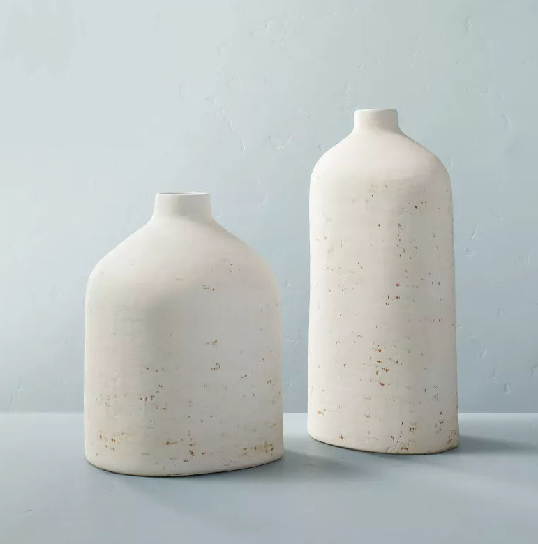Distressed Ceramic Vase Natural White thumbnail 3