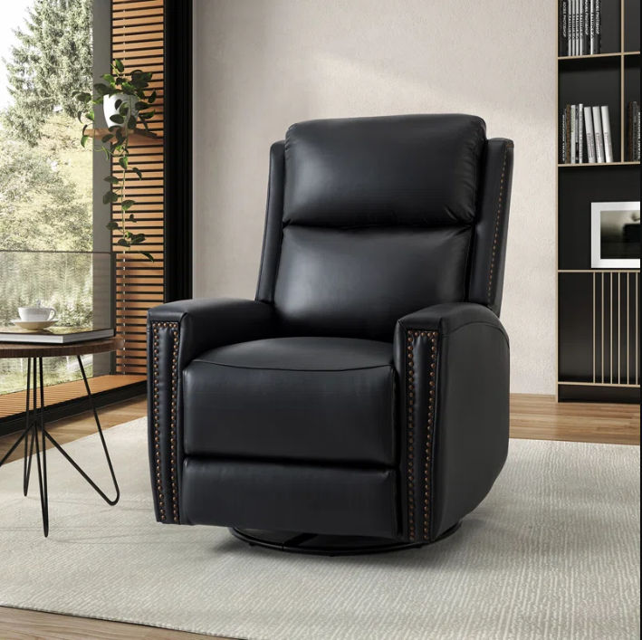 Killeen Wide Genuine Leather Swivel Rocker Recliner thumbnail 2