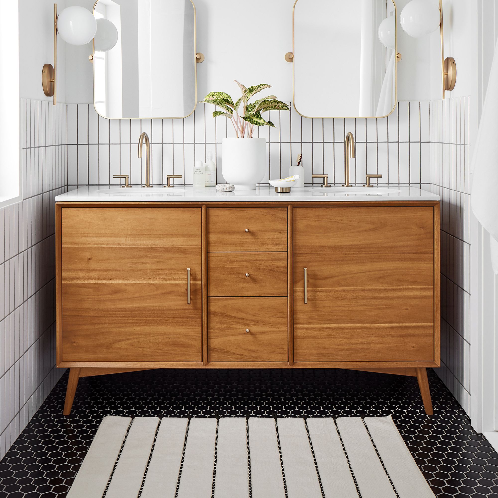 Mid Century Double Bathroom Vanity thumbnail 2