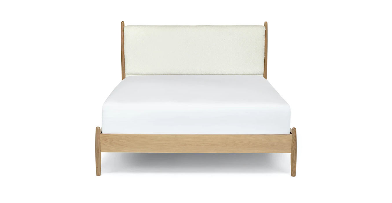 Lenia Lunaria White Bouclé Oak Queen Bed thumbnail 3