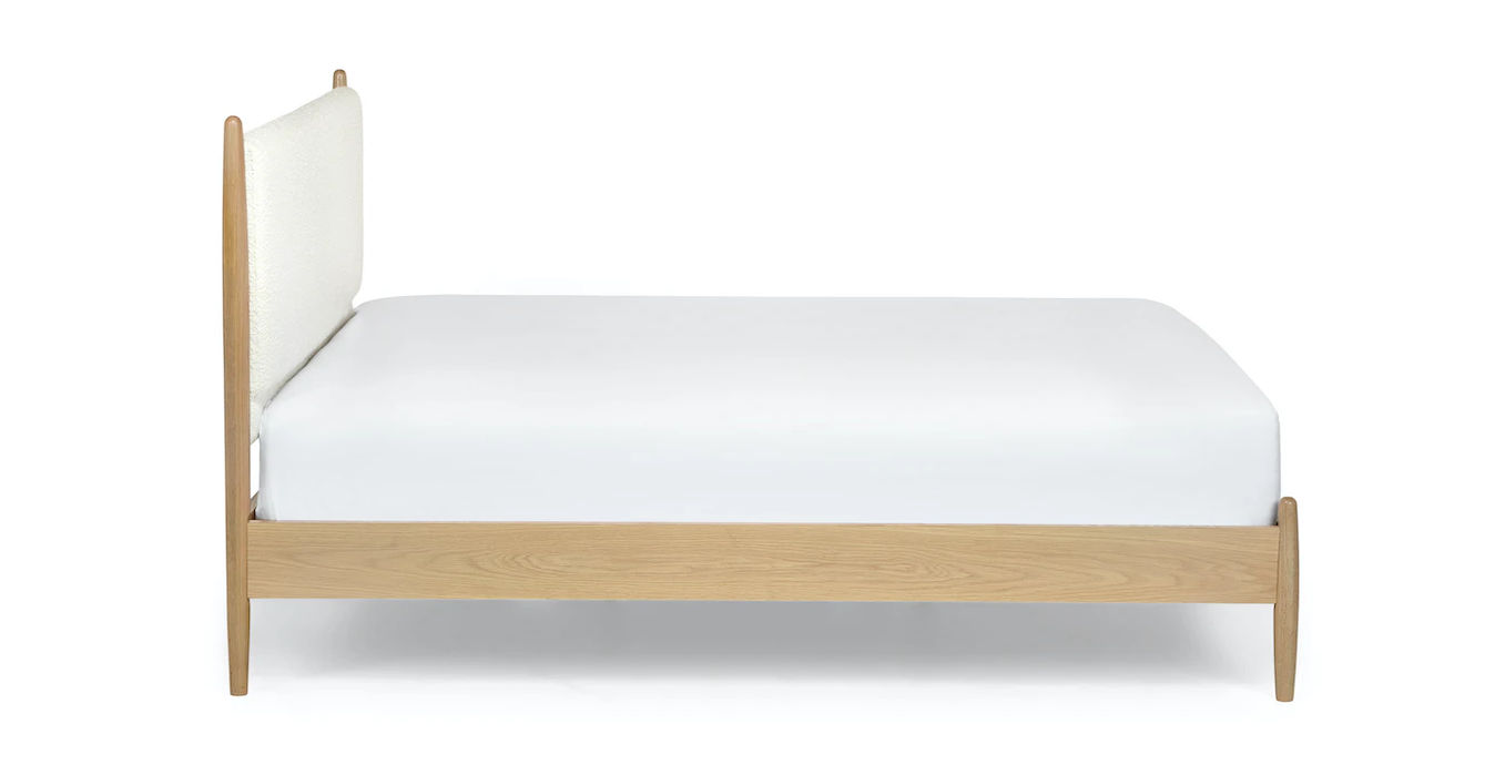 Lenia Lunaria White Bouclé Oak Queen Bed thumbnail 4