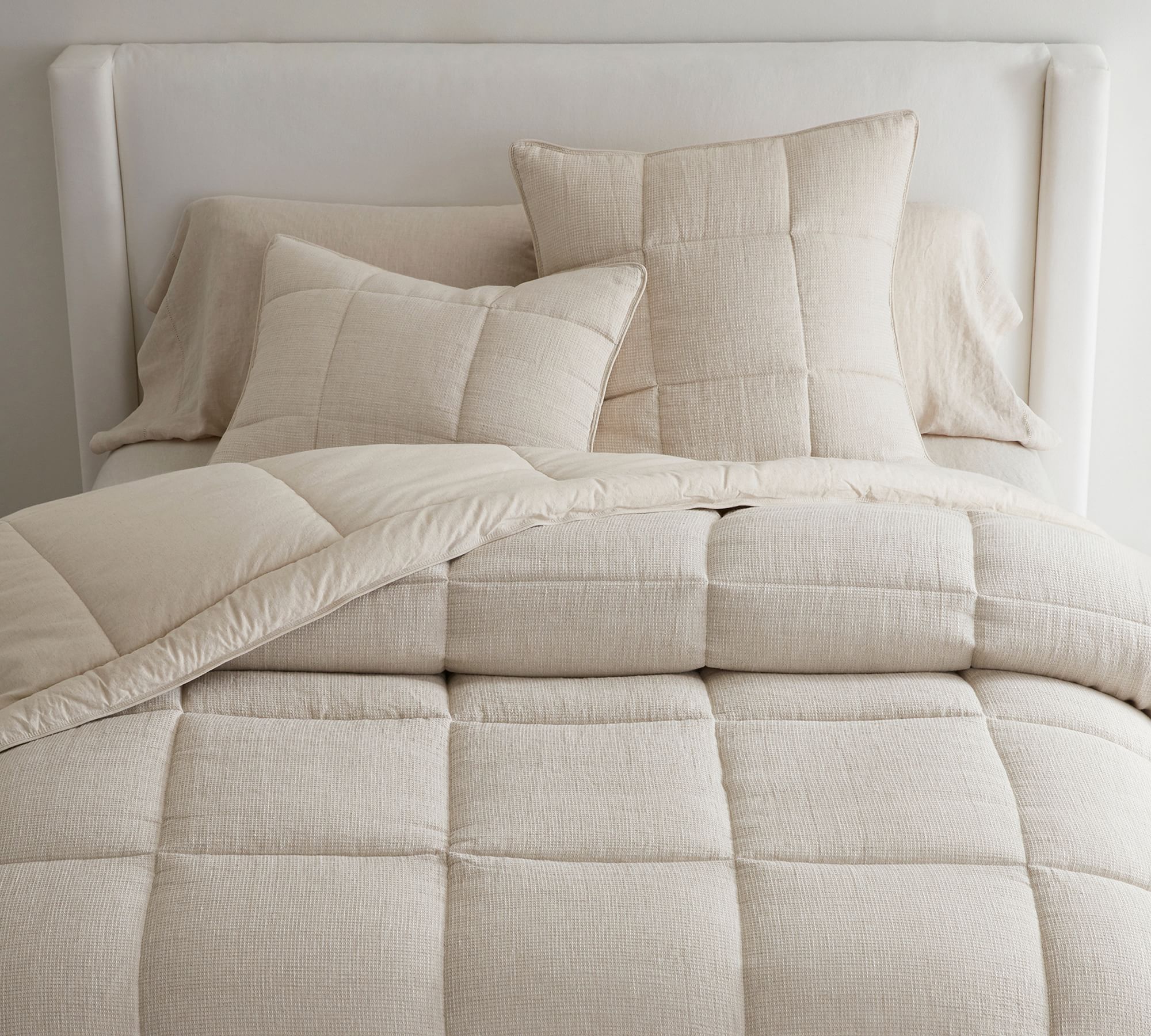 European Flax Linen Waffle Comforter-King thumbnail 3