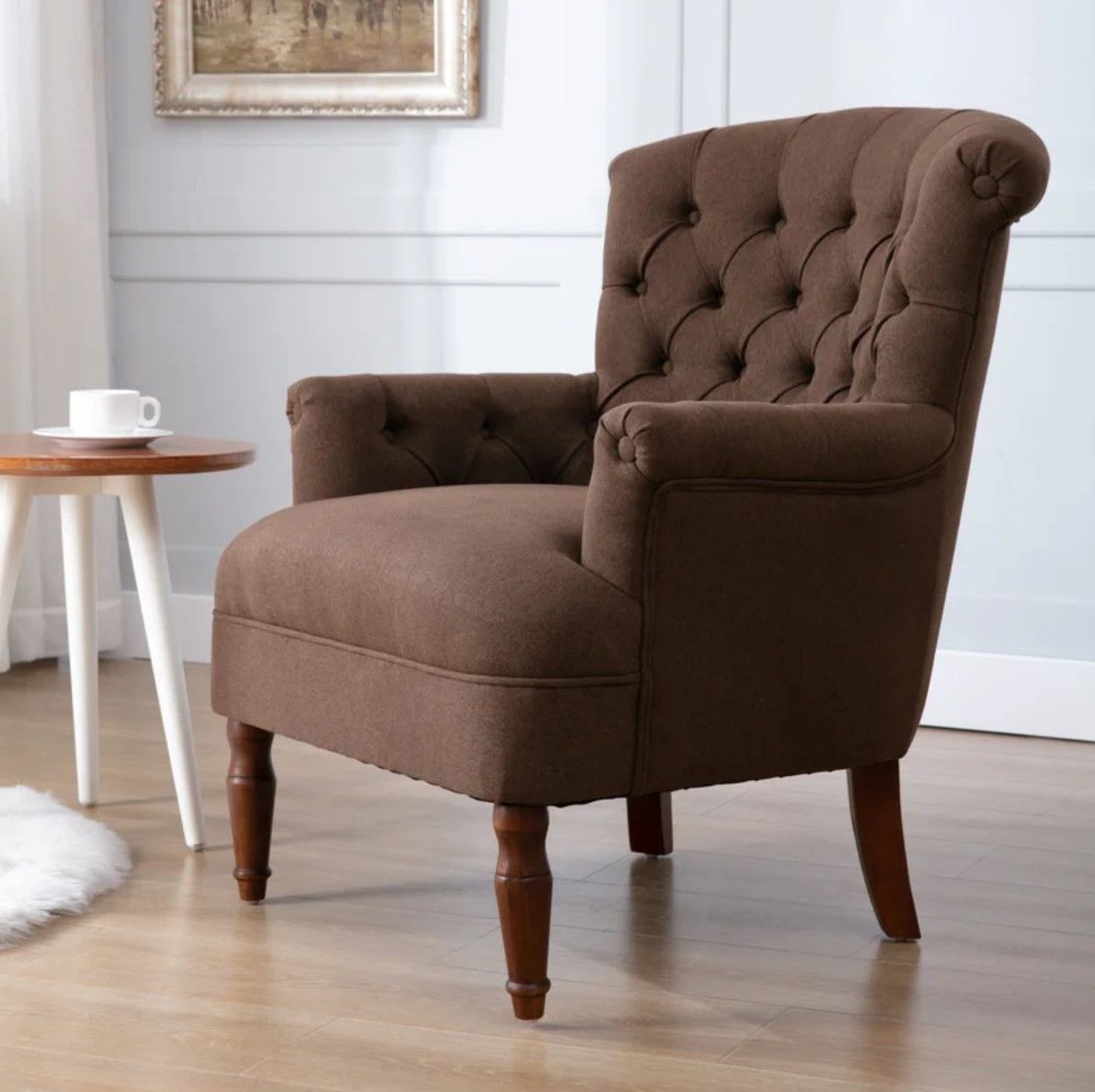 Upholstered Armchair Brown thumbnail 2