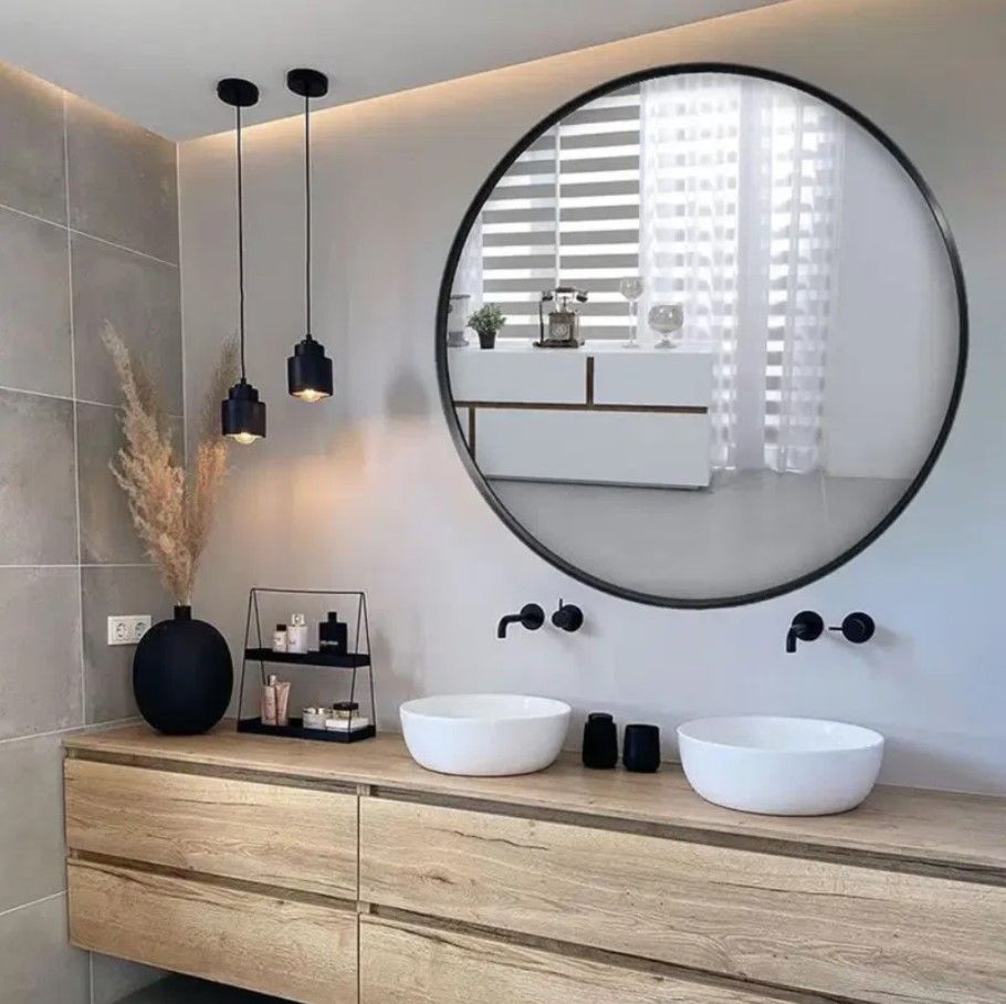 Round Metal Wall Mirror_Black thumbnail 2