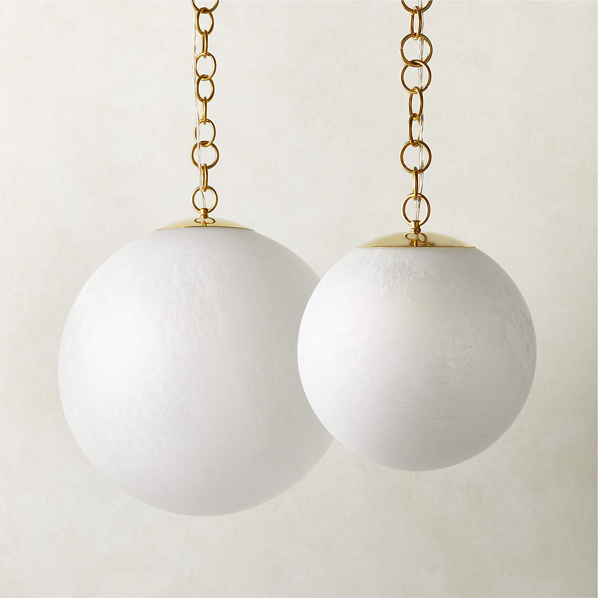 MOON GLOBE PENDANT LIGHT WITH BRASS CHAIN 21" thumbnail 4