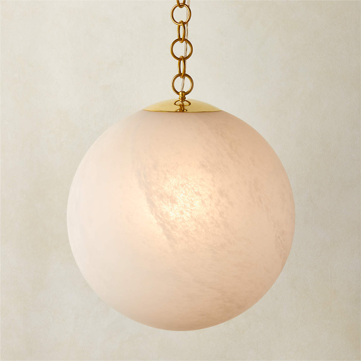 MOON GLOBE PENDANT LIGHT WITH BRASS CHAIN 14" thumbnail 2