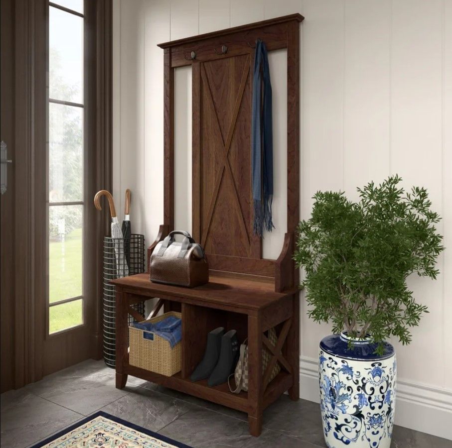 Veda Hall Tree  Wide with Bench and Shoe Storage thumbnail 2