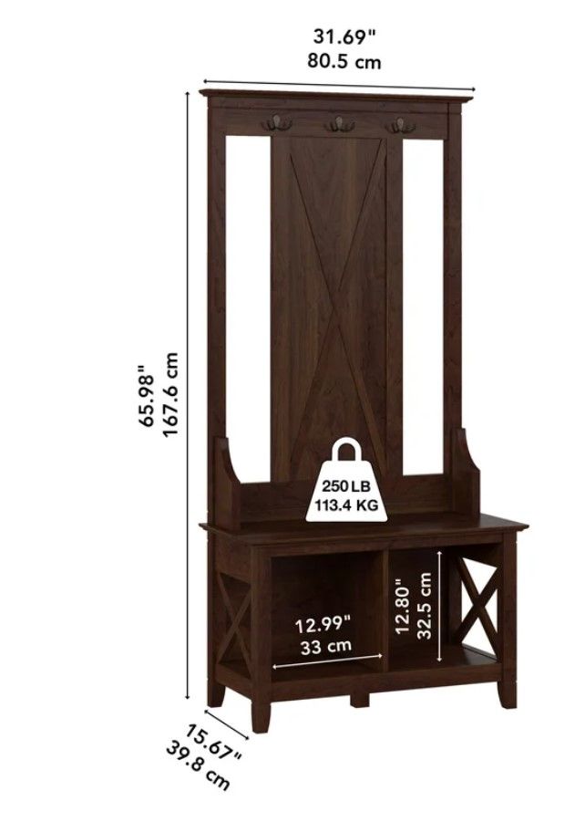 Veda Hall Tree  Wide with Bench and Shoe Storage thumbnail 5