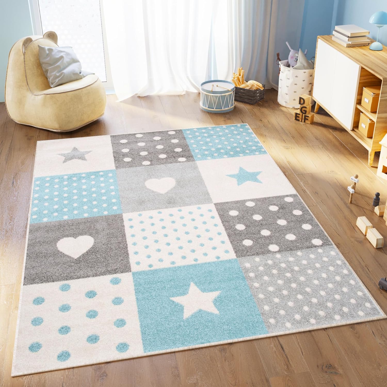 TAPISO Lazur Area Rug Grey Turquoise thumbnail 2