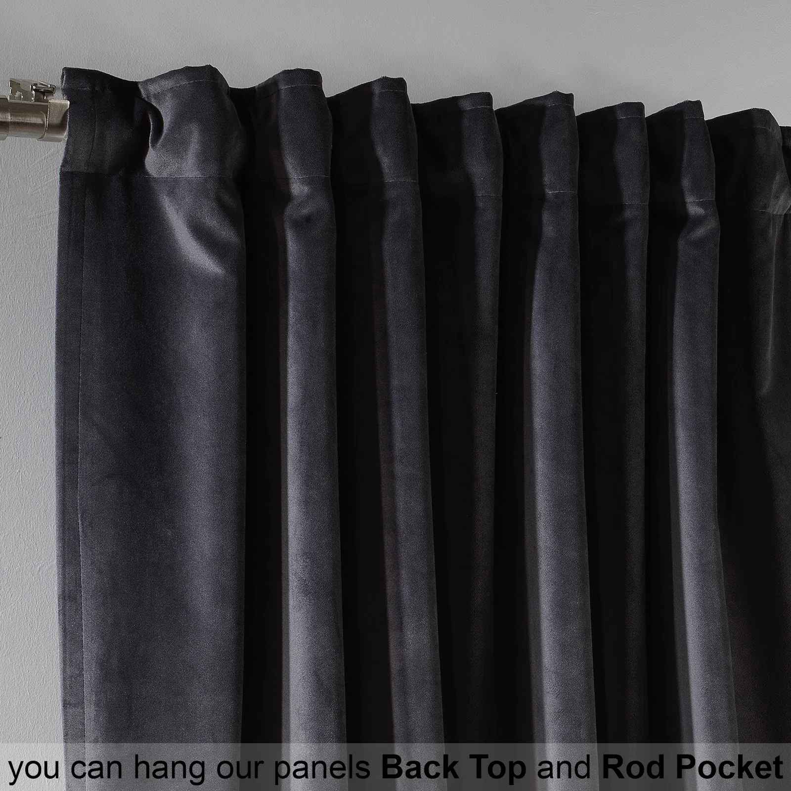 Extra Long and Extra Wide Solid Luxury Matte Velvet Single Curtain Panel-108" thumbnail 4