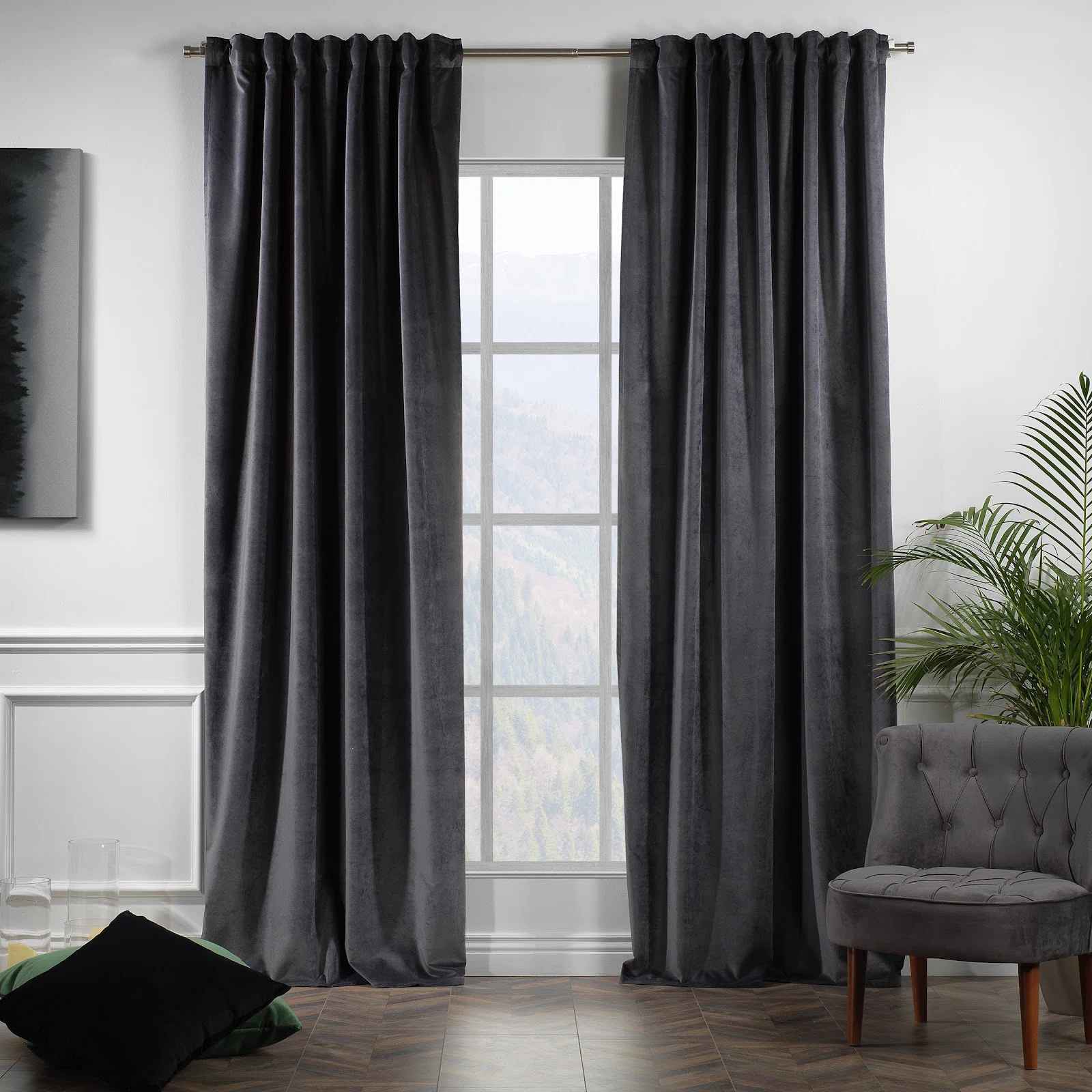 Extra Long and Extra Wide Solid Luxury Matte Velvet Single Curtain Panel-108" thumbnail 5