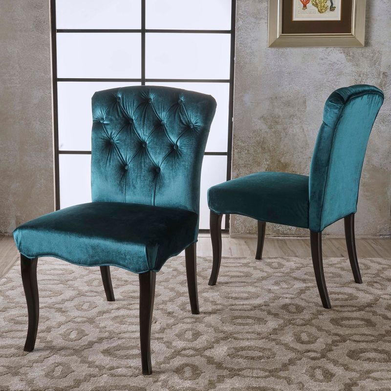 Hallie Tufted New Velvet Dining Chairs-Set of 2  thumbnail 2