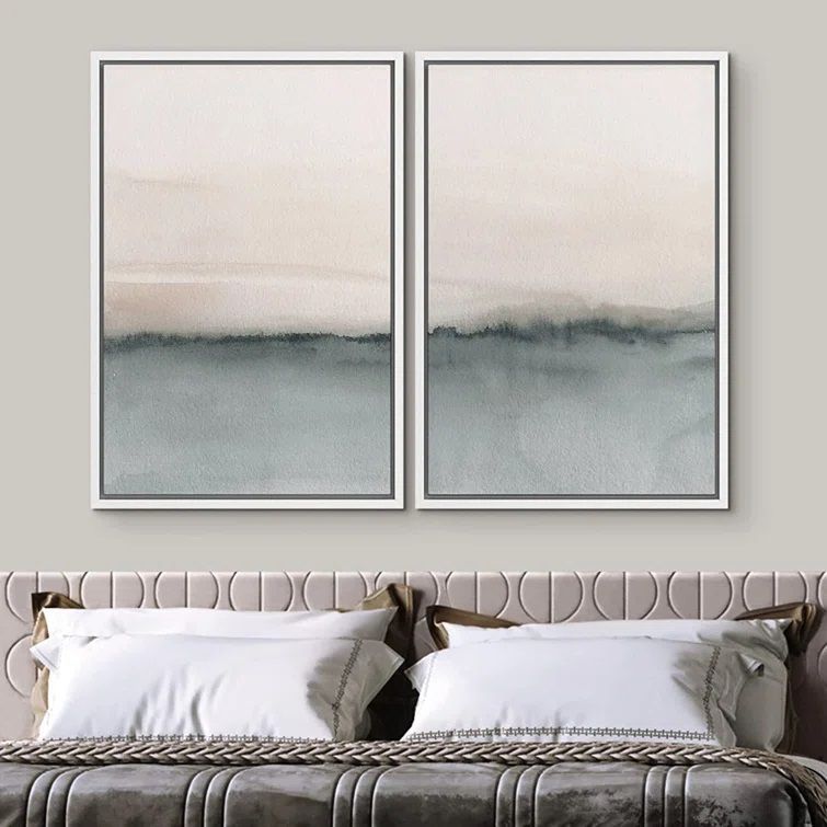 Duotone Gray Pastel Landscape Abstract Wall Art thumbnail 2
