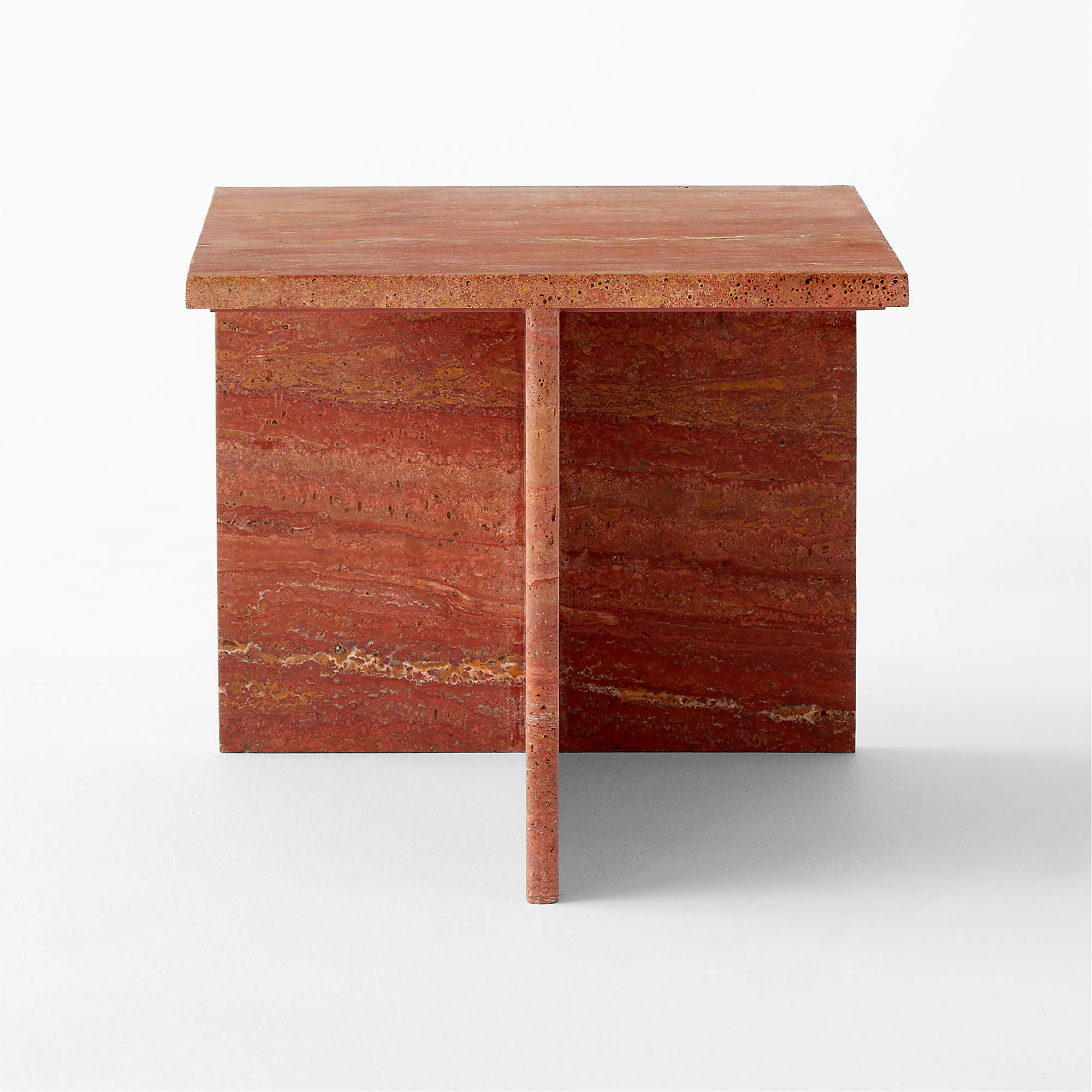 T Red Travertine Side Table Short thumbnail 2