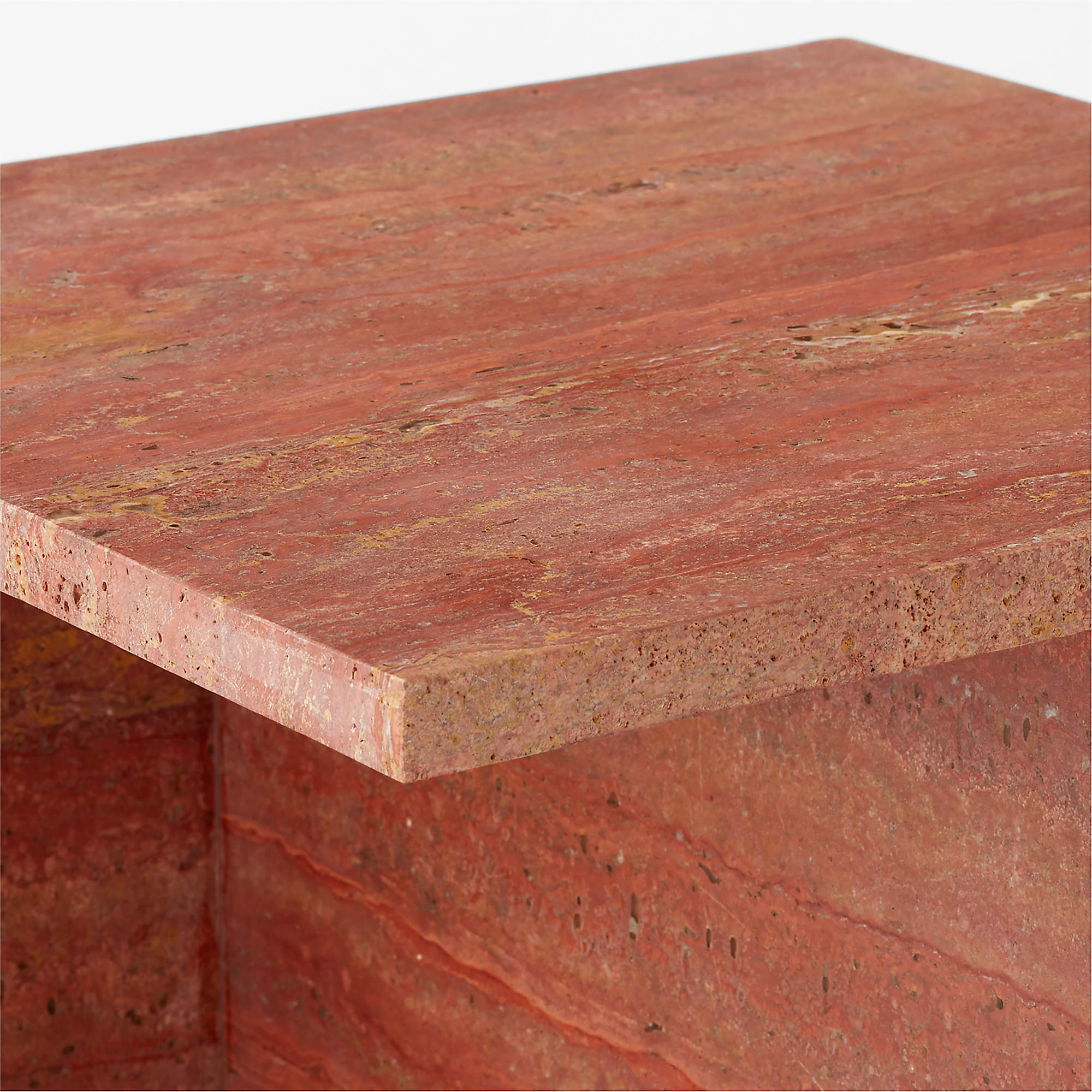 T Red Travertine Side Table Short thumbnail 5