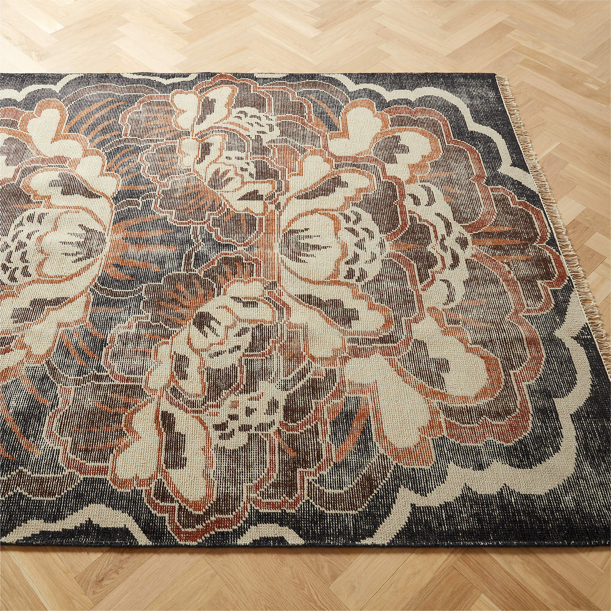 Allure Copper Floral Hand Knotted Wool Area Rug-8'x10' thumbnail 2