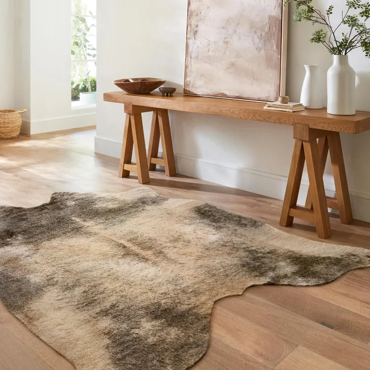 Altraud Faux Cowhide Beige Rug thumbnail 2