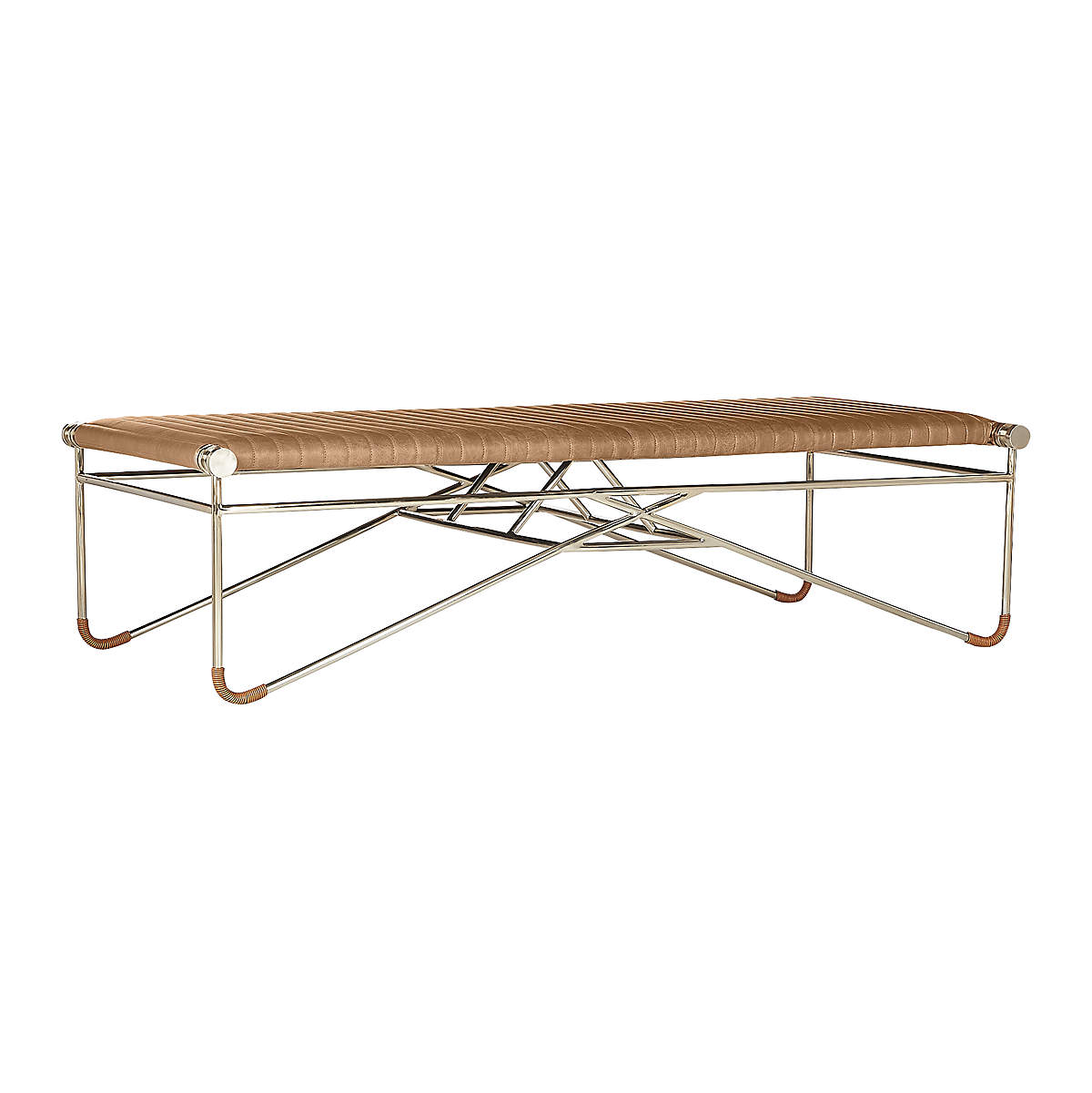 LA STRIZZA 61" SADDLE LEATHER BENCH WITH BOLSTER PILLOWS thumbnail 4