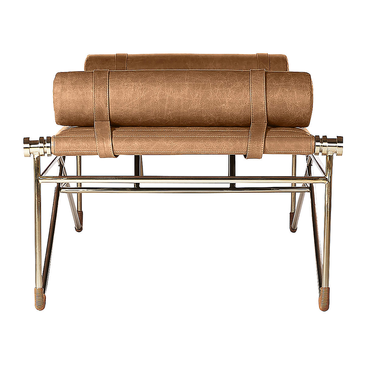 LA STRIZZA 61" SADDLE LEATHER BENCH WITH BOLSTER PILLOWS thumbnail 5
