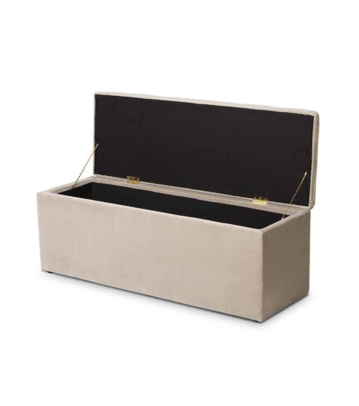 Velvet Dove Grey Storage Ottoman thumbnail 3