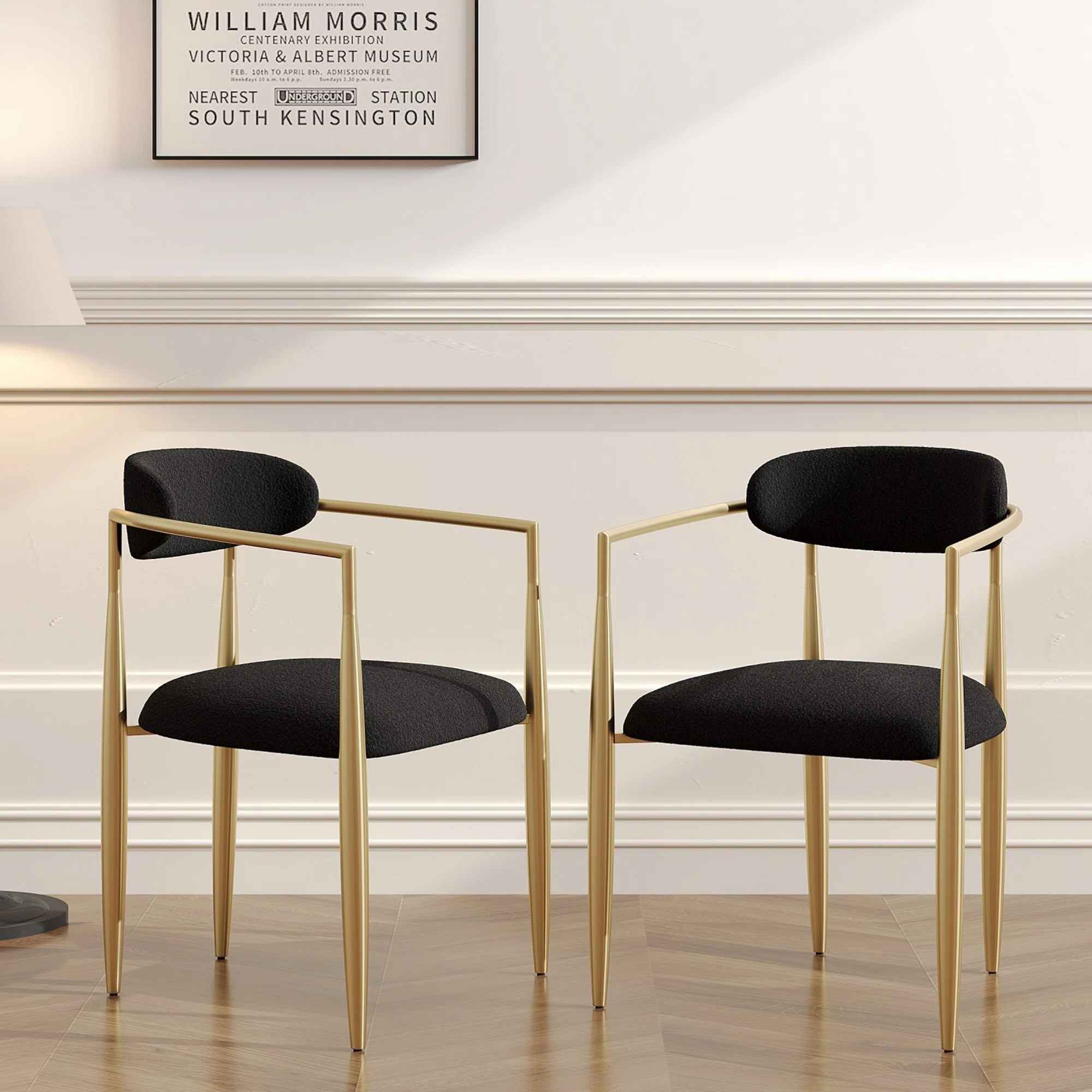Mesurn Fabric Upholstered Dining Arm Chair-Set of 2 thumbnail 5