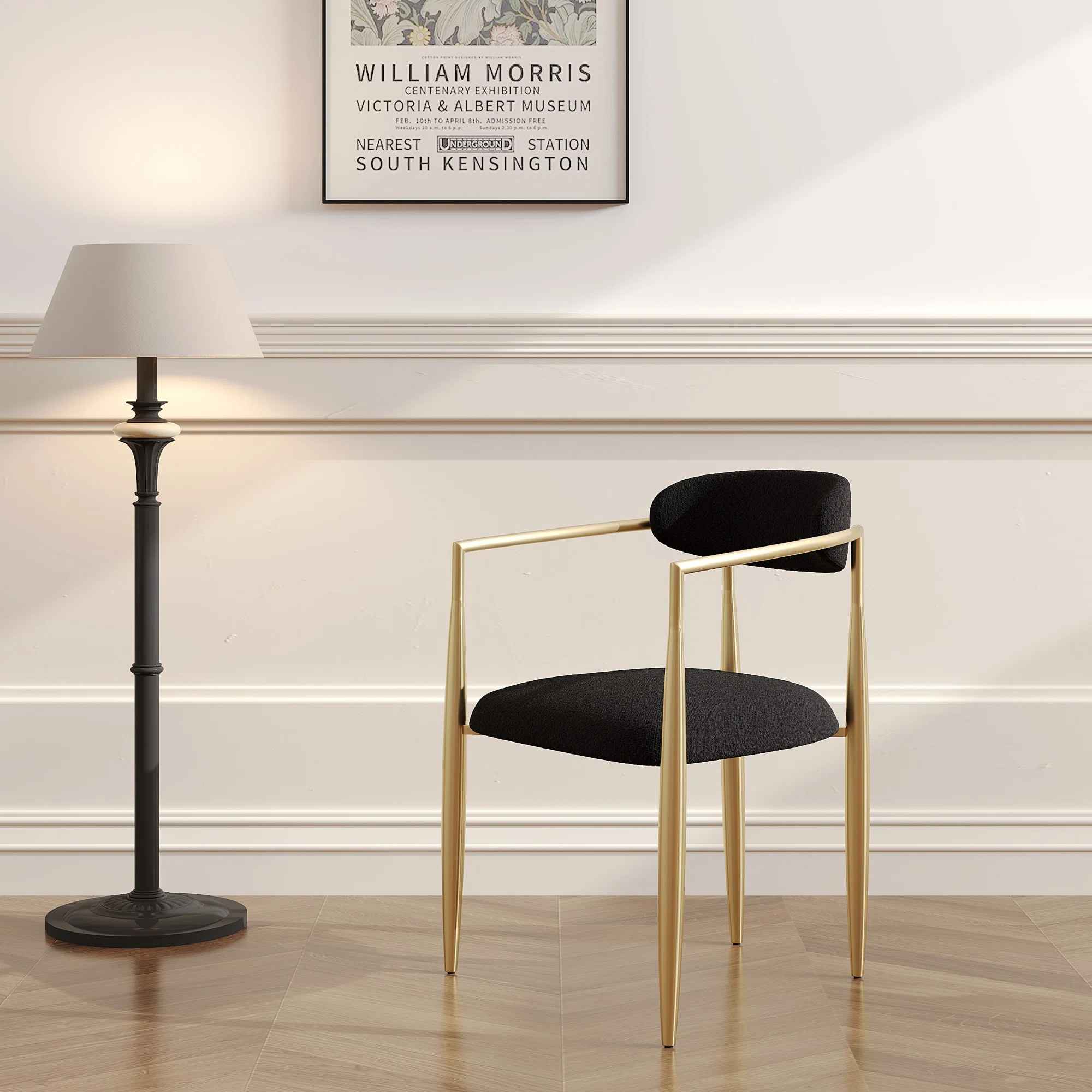 Mesurn Fabric Upholstered Dining Arm Chair-Set of 2 thumbnail 6