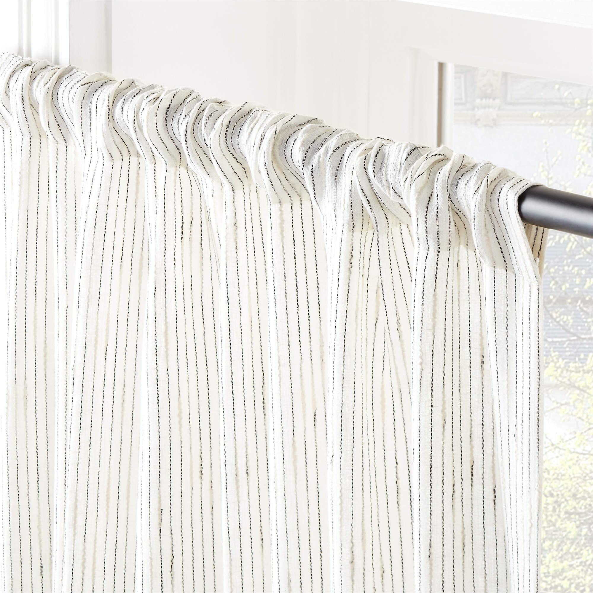 Harlow Striped Linen Blend Sheer Window Curtain Panel-48"x108" thumbnail 2