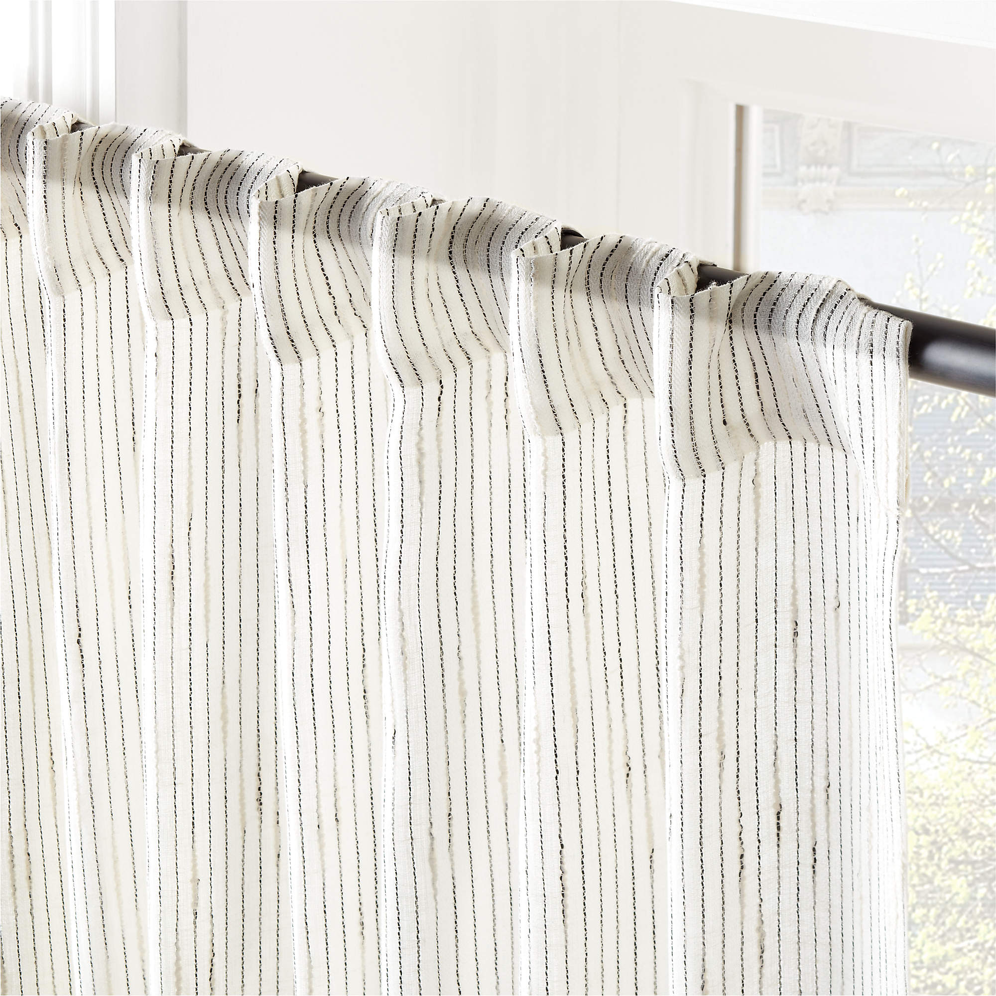 Harlow Striped Linen Blend Sheer Window Curtain Panel-48"x108" thumbnail 3